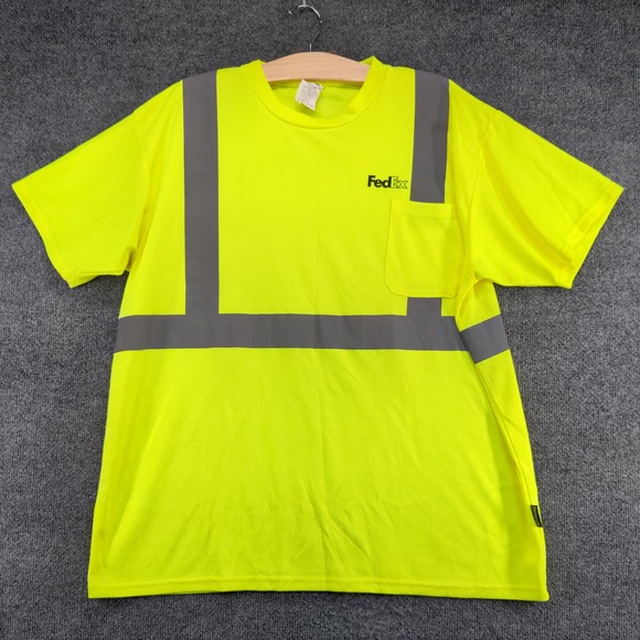 FedEx Men's Reflective Uniform T Shirt Green Size 2X Type R Class 2 Employee - Picture 5 of 12